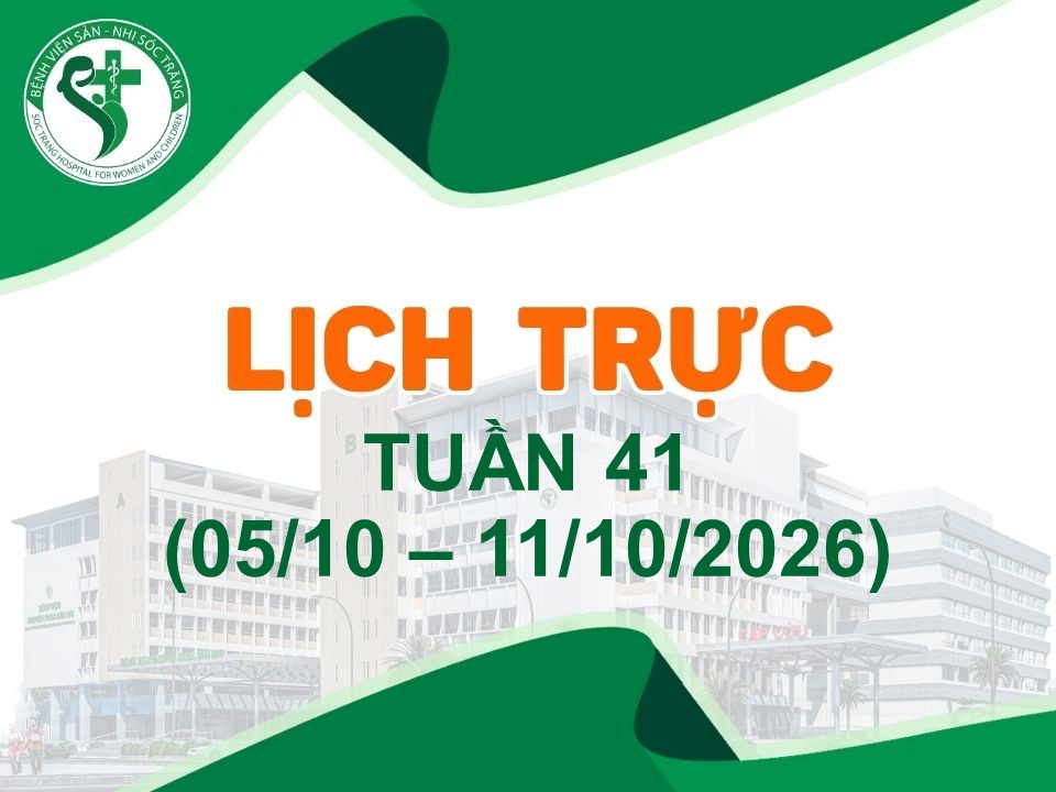 LỊCH TRỰC TUẦN 41, TỪ NGÀY 05/10 - 11/10/2026
